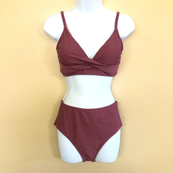 Cupshe Twist Front High Waisted Bikini Swimsuit Set Size S - Picture 1 of 15